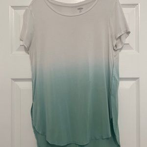 White and Teal Hombre Top